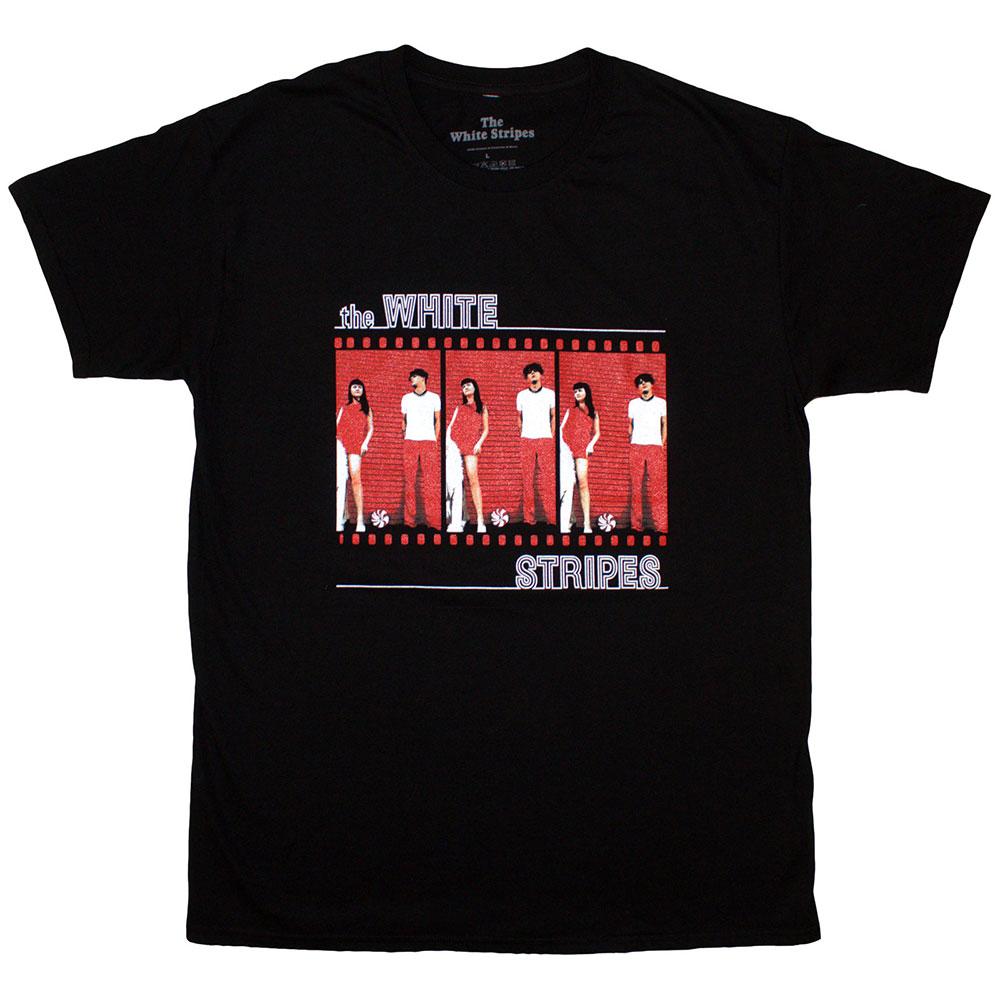 Black - Front - The White Stripes Unisex Adult Film Strip T-Shirt