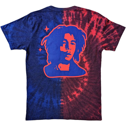 Red-Blue - Back - Bob Marley Unisex Adult Trippy Text Tie Dye T-Shirt