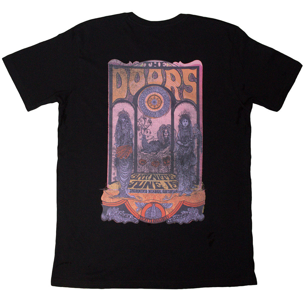 Black-Pink-Orange - Back - The Doors Unisex Adult Back Print Logo T-Shirt