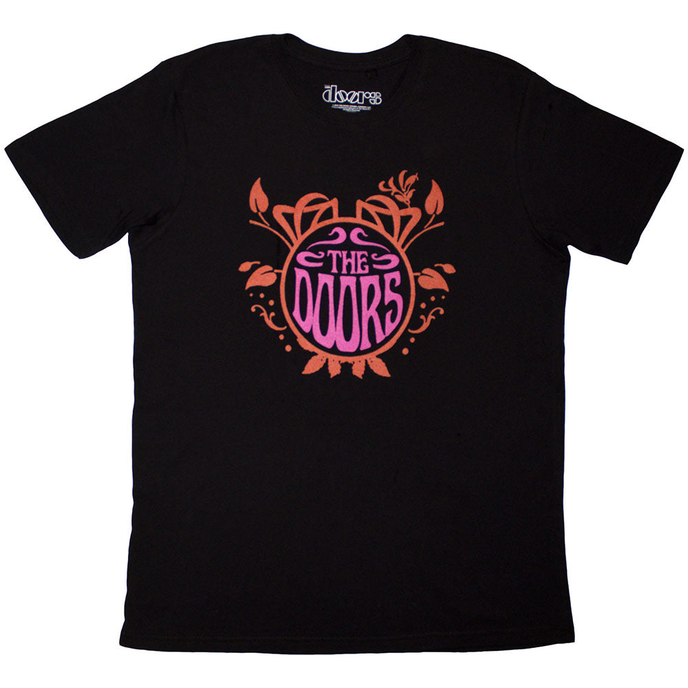 Black-Pink-Orange - Front - The Doors Unisex Adult Back Print Logo T-Shirt
