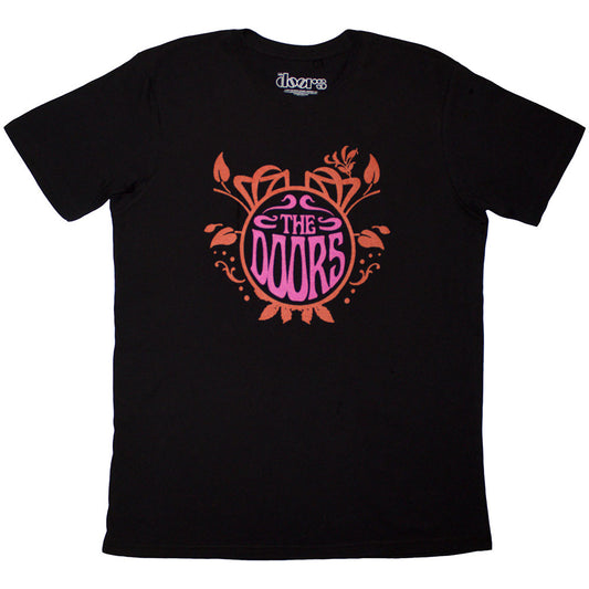 Black-Pink-Orange - Front - The Doors Unisex Adult Back Print Logo T-Shirt