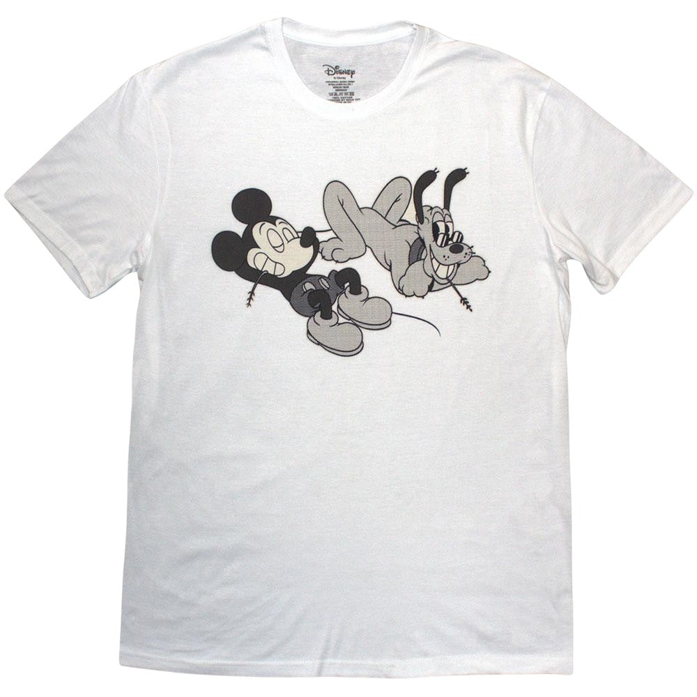 White - Front - Disney Unisex Adult Mickey & Pluto Relax T-Shirt