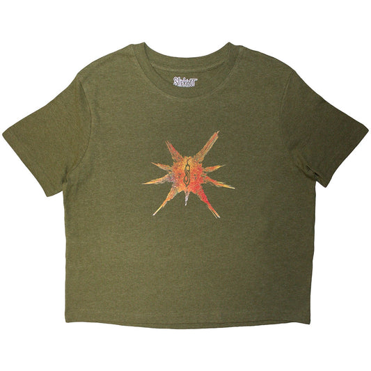 Green - Front - Slipknot Womens-Ladies The End, So Far Figures Back Print Crop Top