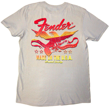 Natural-Red-Yellow - Back - Fender Unisex Adult Made In The USA T-Shirt
