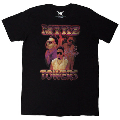 Black - Front - Myke Towers Unisex Adult Bootleg T-Shirt
