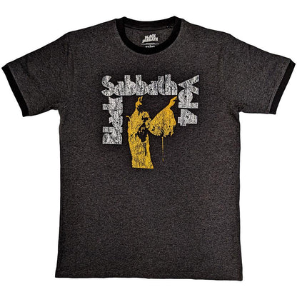 Charcoal Grey-Yellow - Front - Black Sabbath Unisex Adult Vol 4 Ringer Ringer T-Shirt