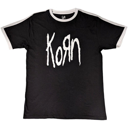 Black - Front - Korn Unisex Adult Ringer Logo T-Shirt