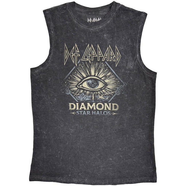 Charcoal Grey - Front - Def Leppard Unisex Adult Diamond Star Halos Tank Top