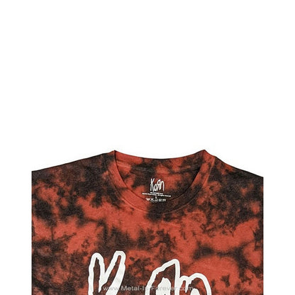Red - Side - Korn Unisex Adult Logo Outline T-Shirt