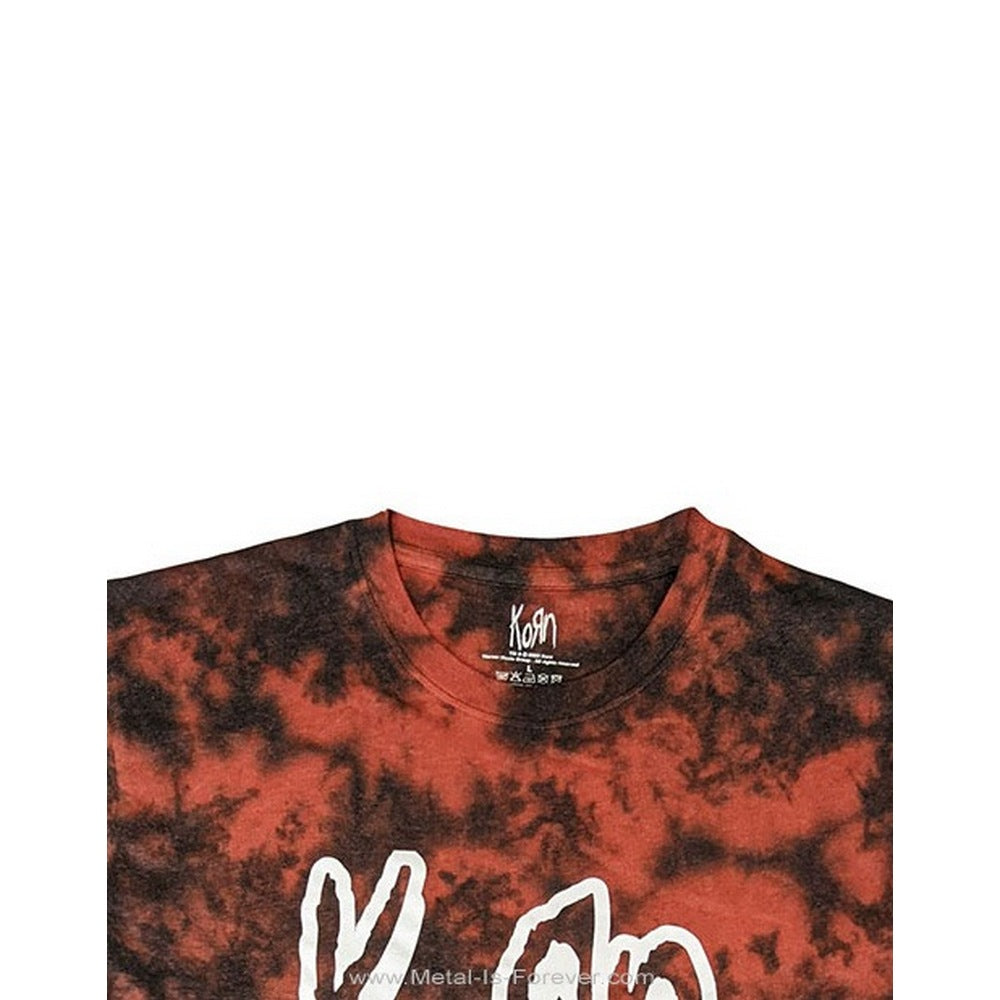 Red - Side - Korn Unisex Adult Logo Outline T-Shirt