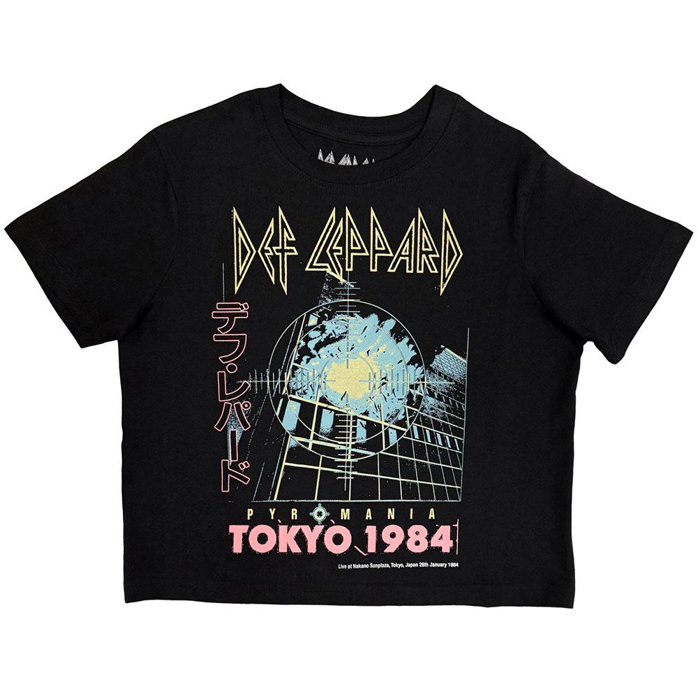Black - Front - Def Leppard Womens-Ladies Tokyo Crop Top