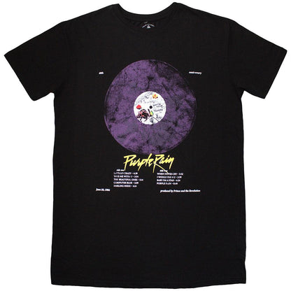 Black - Front - Prince Womens-Ladies Purple Rain Disc T-Shirt Dress