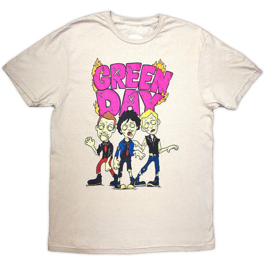 Sand - Front - Green Day Unisex Adult Walking Zombies T-Shirt