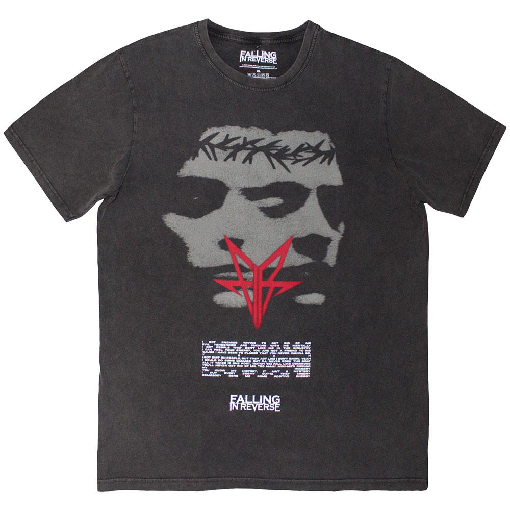 Charcoal Grey - Front - Falling In Reverse Unisex Adult Blur Stone Wash T-Shirt