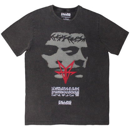 Charcoal Grey - Front - Falling In Reverse Unisex Adult Blur Stone Wash T-Shirt