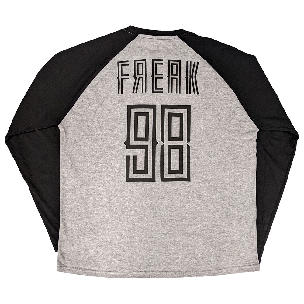 Black-Grey - Back - Korn Unisex Adult Freak 98 Raglan Long-Sleeved T-Shirt