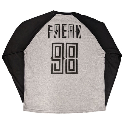 Black-Grey - Back - Korn Unisex Adult Freak 98 Raglan Long-Sleeved T-Shirt