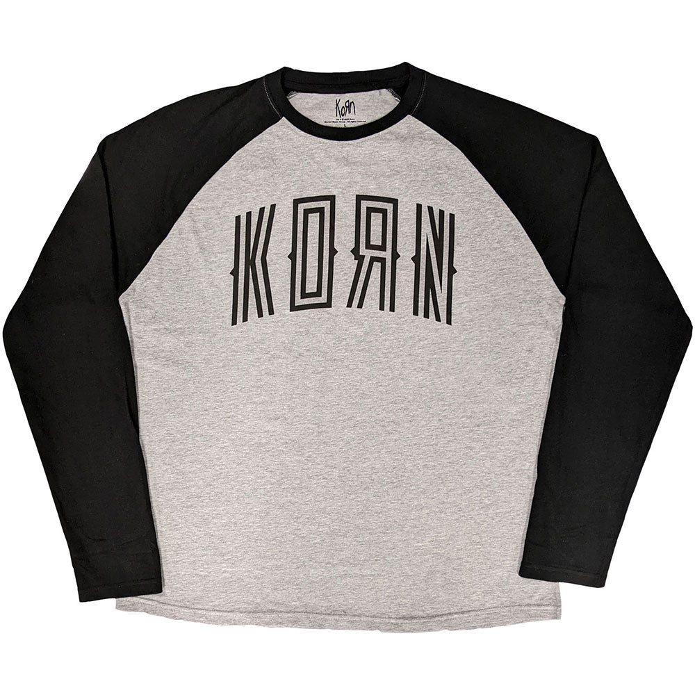 Black-Grey - Front - Korn Unisex Adult Freak 98 Raglan Long-Sleeved T-Shirt