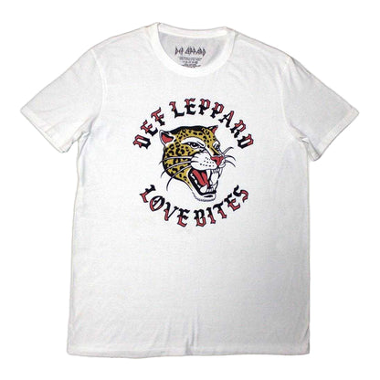 White - Front - Def Leppard Unisex Adult Love Bites Circle T-Shirt