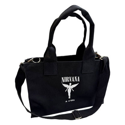 Black - Back - Nirvana In Utero Back Print Cotton Tote Bag
