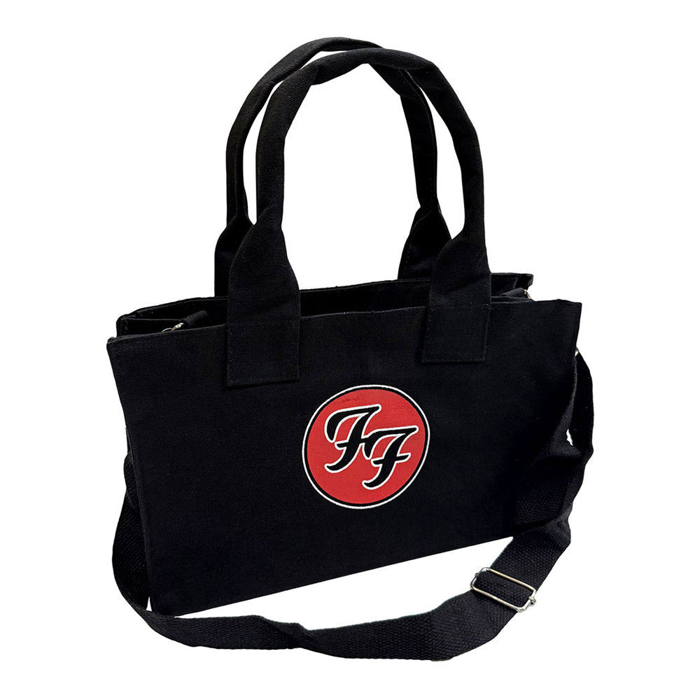 Black - Back - Foo Fighters FF Logo Cotton Back Print Tote Bag