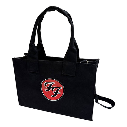 Black - Front - Foo Fighters FF Logo Cotton Back Print Tote Bag