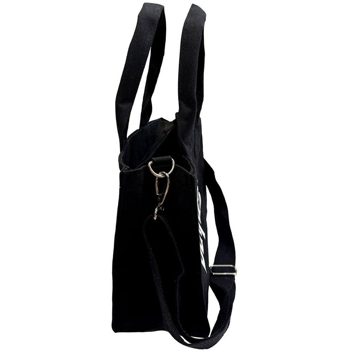 Black - Side - The Beatles Abbey Road Drop T Logo Cotton Back Print Tote Bag