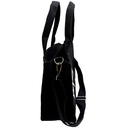 Black - Side - The Beatles Abbey Road Drop T Logo Cotton Back Print Tote Bag