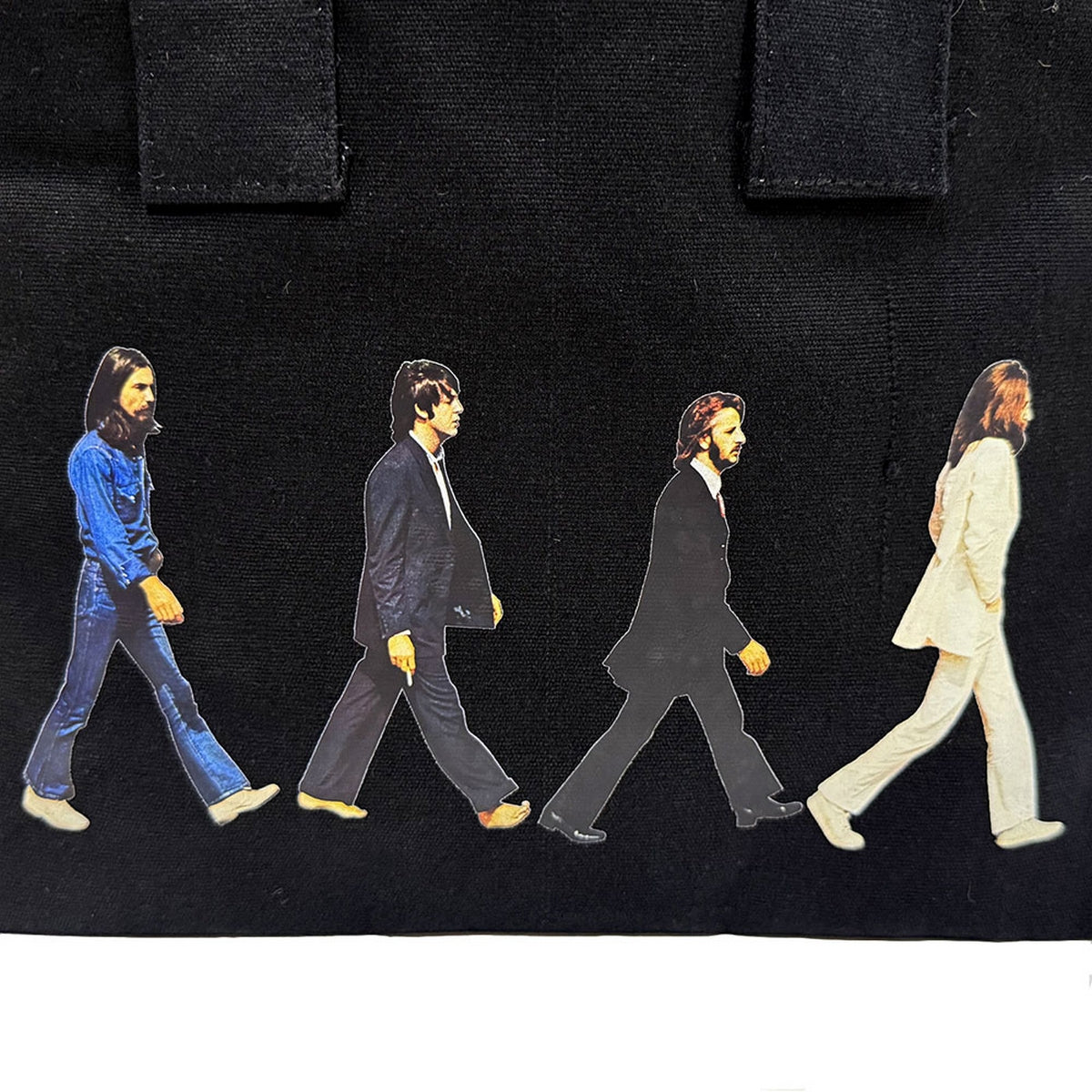 Black - Pack Shot - The Beatles Abbey Road Drop T Logo Cotton Back Print Tote Bag
