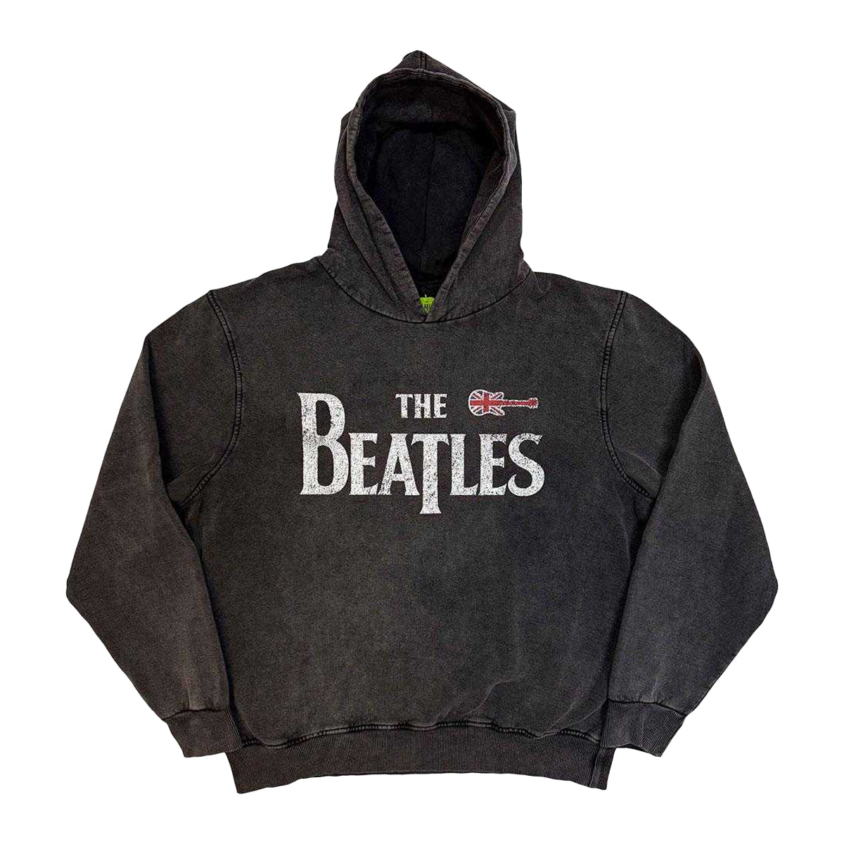 Charcoal Grey - Front - The Beatles Unisex Adult Guitar Stone Wash Hoodie