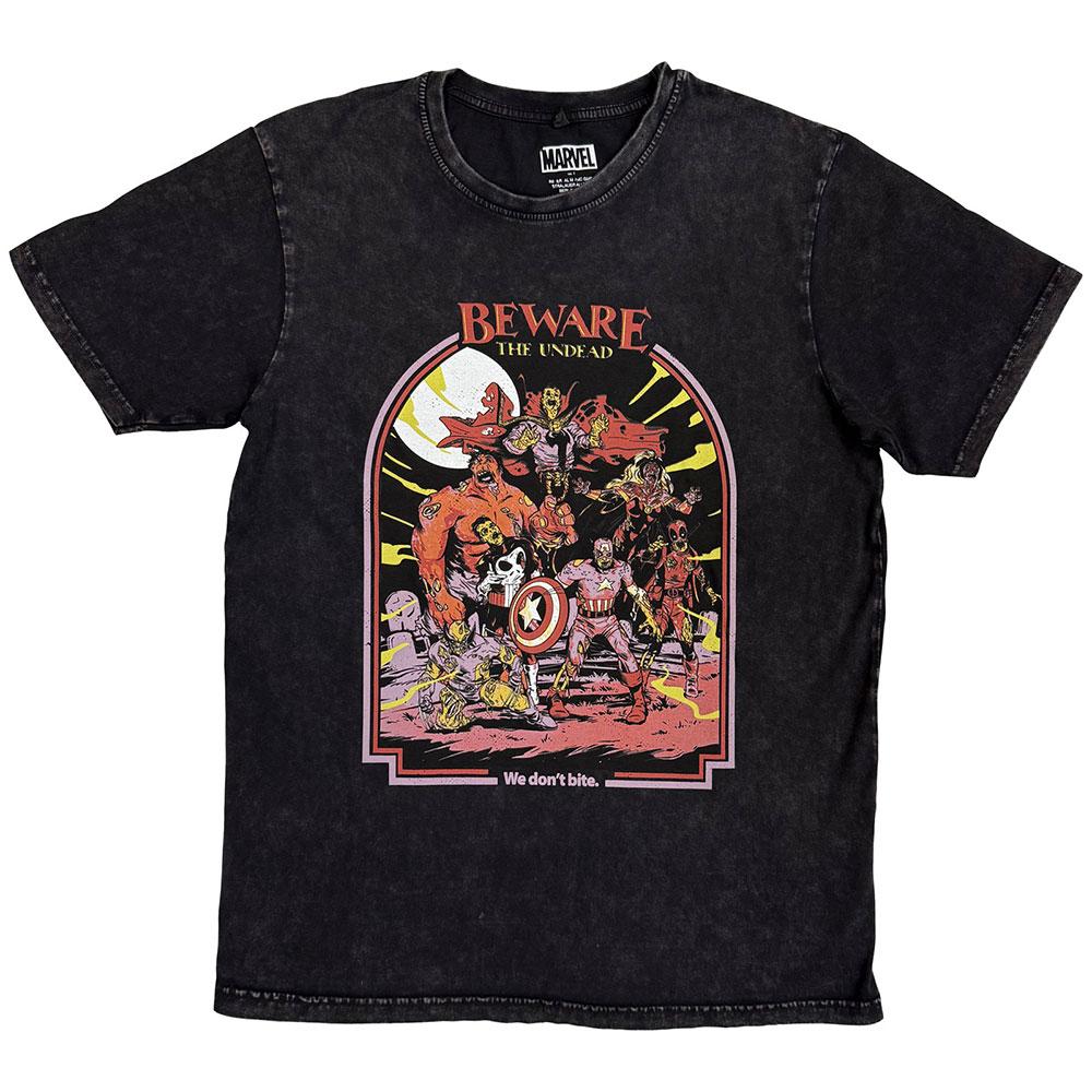 Black - Front - Marvel Comics Unisex Adult We Don´t Bite Stone Wash T-Shirt