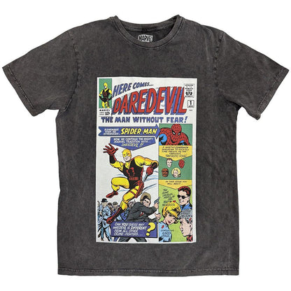 Charcoal Grey - Front - Marvel Comics Unisex Adult Here Comes Daredevil Stone Wash T-Shirt