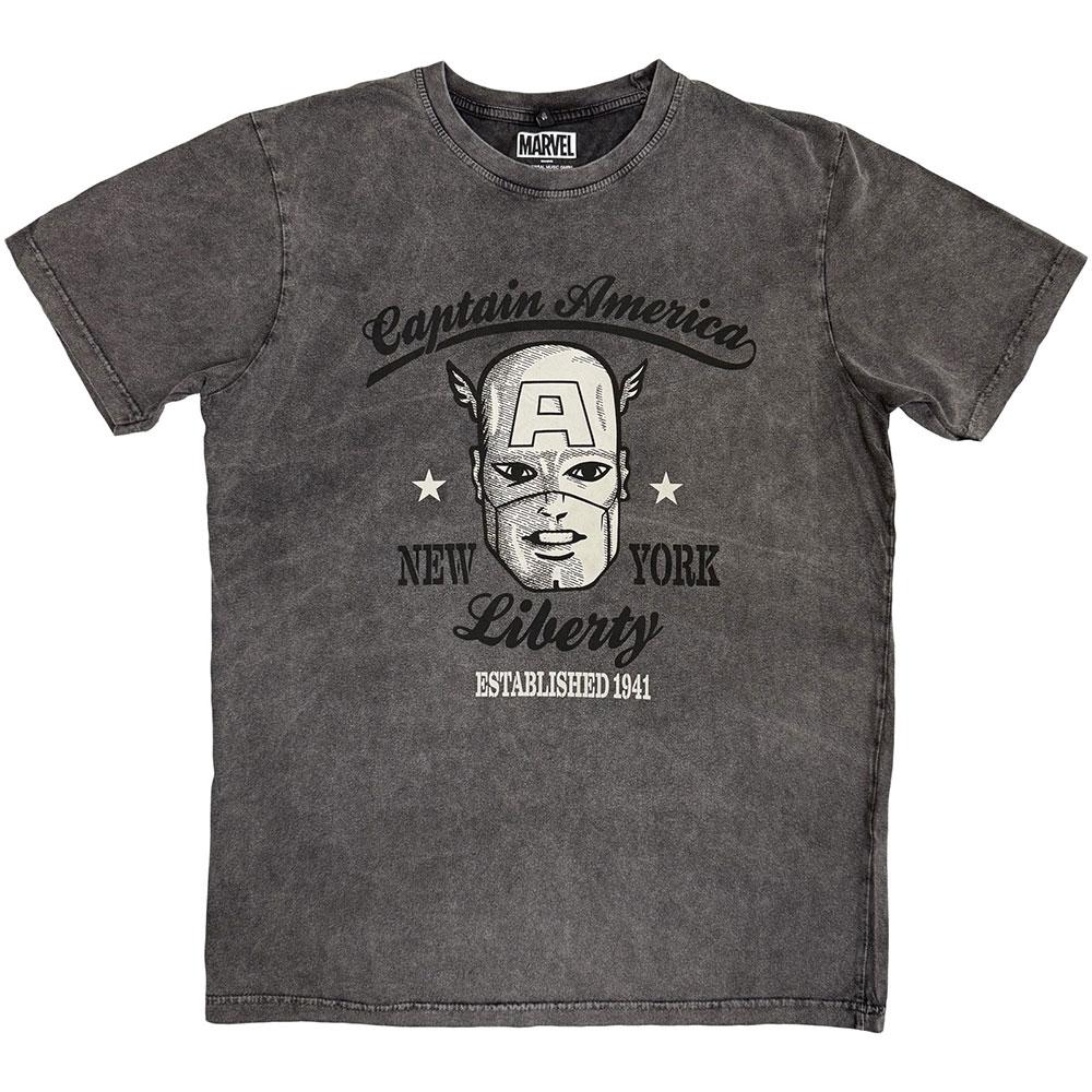 Charcoal Grey - Front - Marvel Comics Unisex Adult Liberty Est. 1941 Captain America Stone Wash T-Shirt