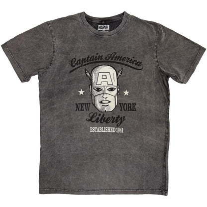 Charcoal Grey - Front - Marvel Comics Unisex Adult Liberty Est. 1941 Captain America Stone Wash T-Shirt