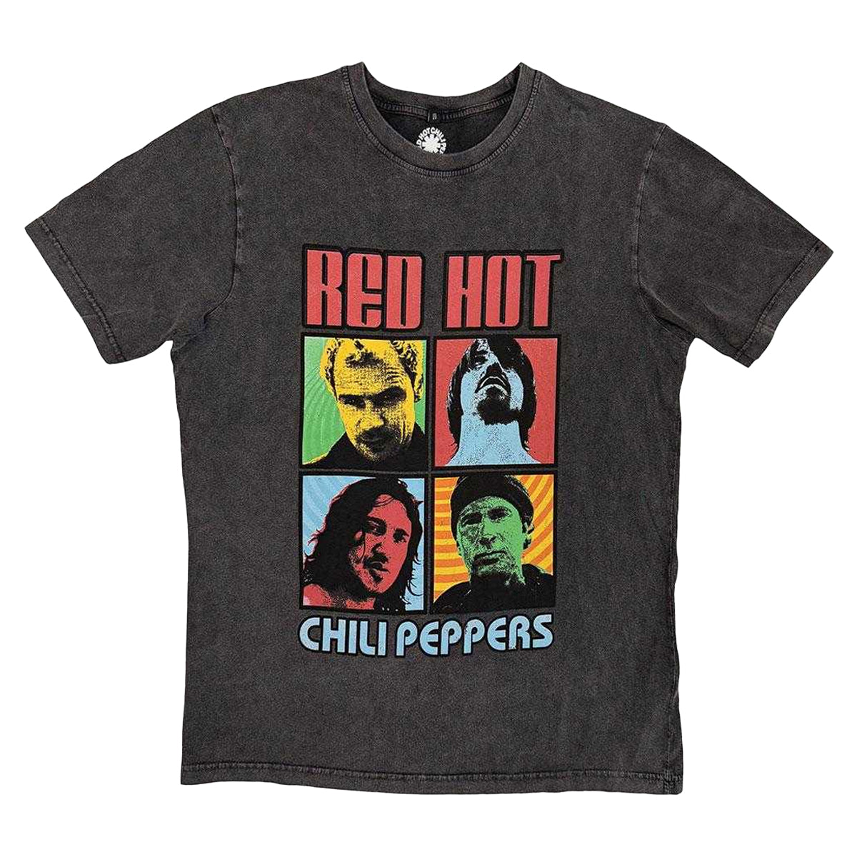 Charcoal Grey - Front - Red Hot Chilli Peppers Unisex Adult Portrait Stone Wash T-Shirt