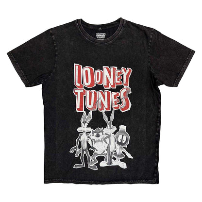 Black - Front - Looney Tunes Unisex Adult Characters Stone Wash T-Shirt