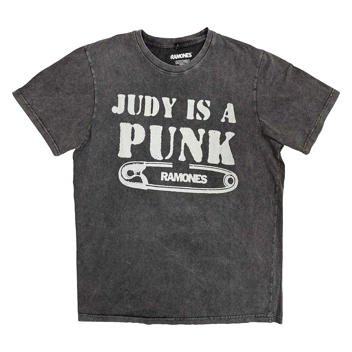 Charcoal Grey - Front - Ramones Unisex Adult Judy Is A Punk Stone Wash T-Shirt