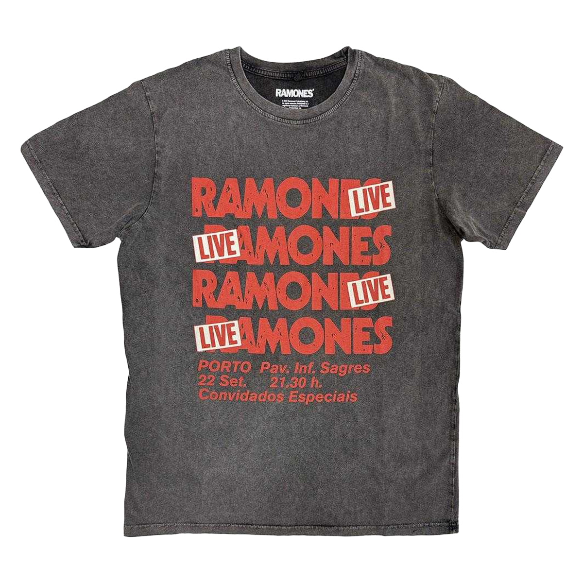 Charcoal Grey - Front - Ramones Unisex Adult Concert Stone Wash T-Shirt