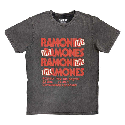 Charcoal Grey - Front - Ramones Unisex Adult Concert Stone Wash T-Shirt