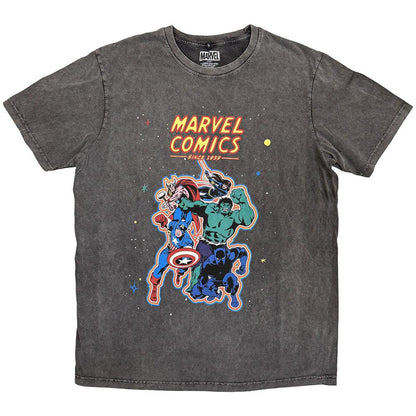 Charcoal Grey - Front - Marvel Comics Unisex Adult Avengers Stone Wash T-Shirt