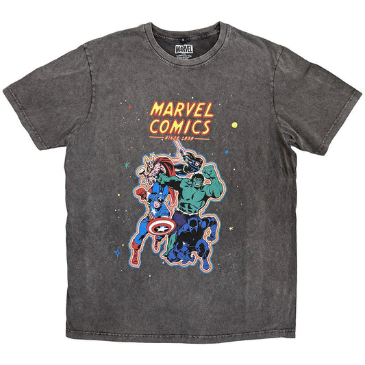Charcoal Grey - Front - Marvel Comics Unisex Adult Avengers Stone Wash T-Shirt