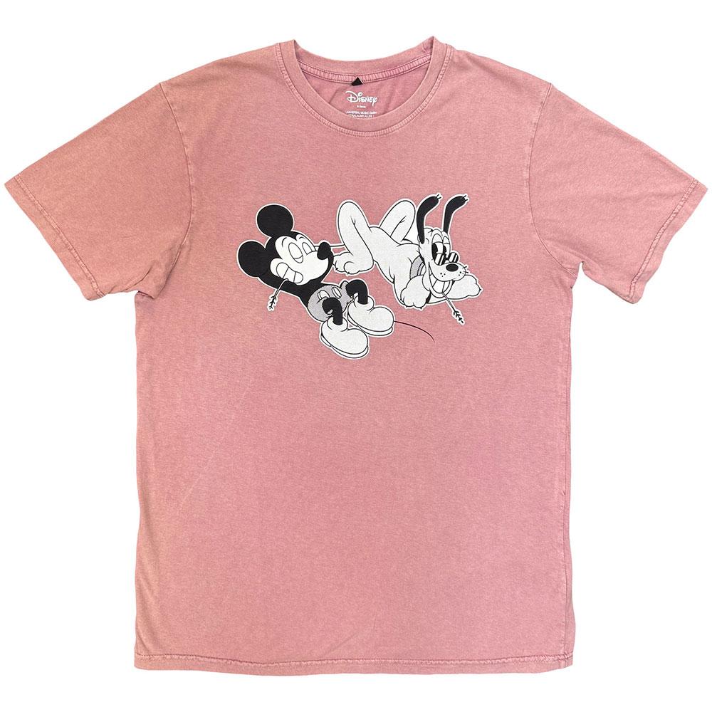 Kashmir Red - Front - Mickey & Friends Unisex Adult Relax Mickey & Pluto Stone Wash T-Shirt