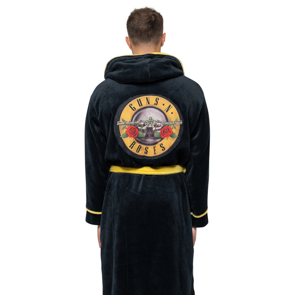 Black-Yellow - Side - Guns N Roses Unisex Adult Classic Logo Dressing Gown