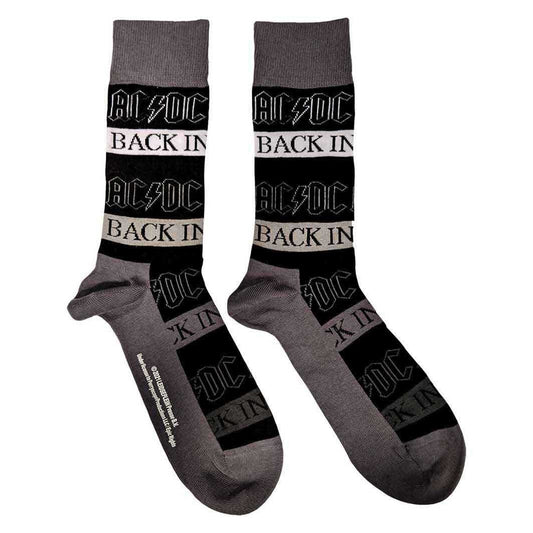 Black - Front - AC-DC Unisex Adult Back In Black Ankle Socks