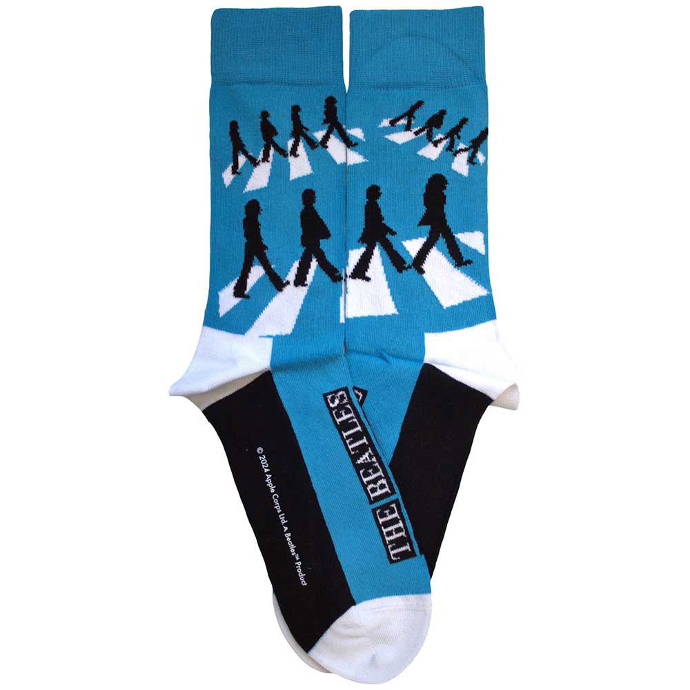 Blue - Back - The Beatles Unisex Adult Abbey Road Repeat Silhouettes Ankle Socks