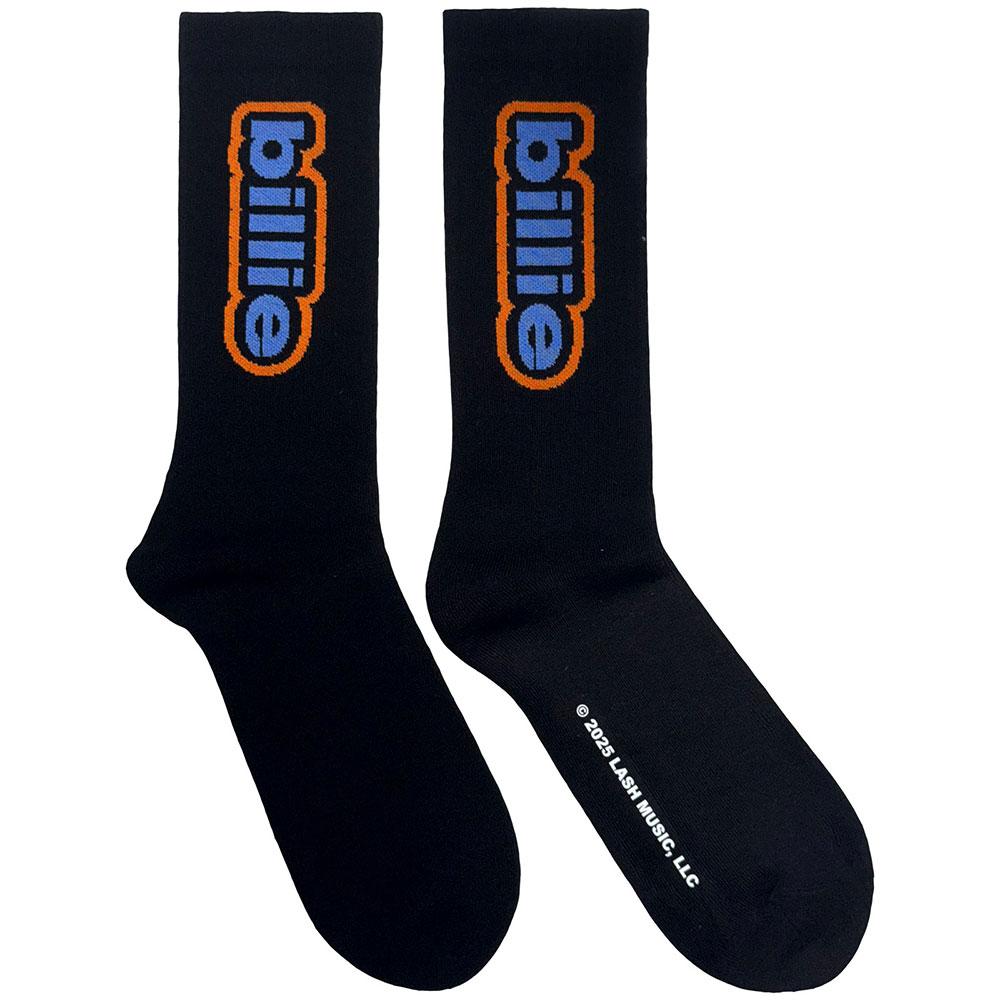 Black - Front - Billie Eilish Unisex Adult Outline Terrycloth Logo Ankle Socks