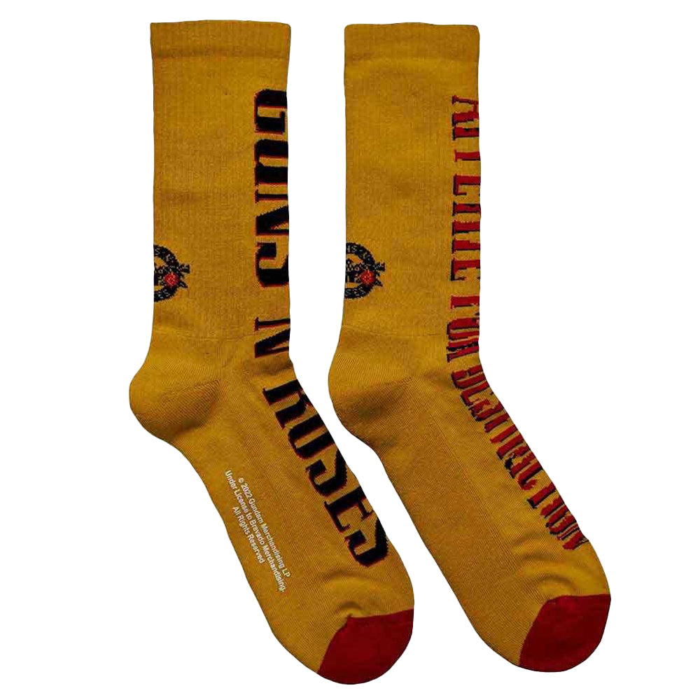 Yellow - Front - Guns N Roses Unisex Adult Appetite For Destruction Terrycloth Ankle Socks