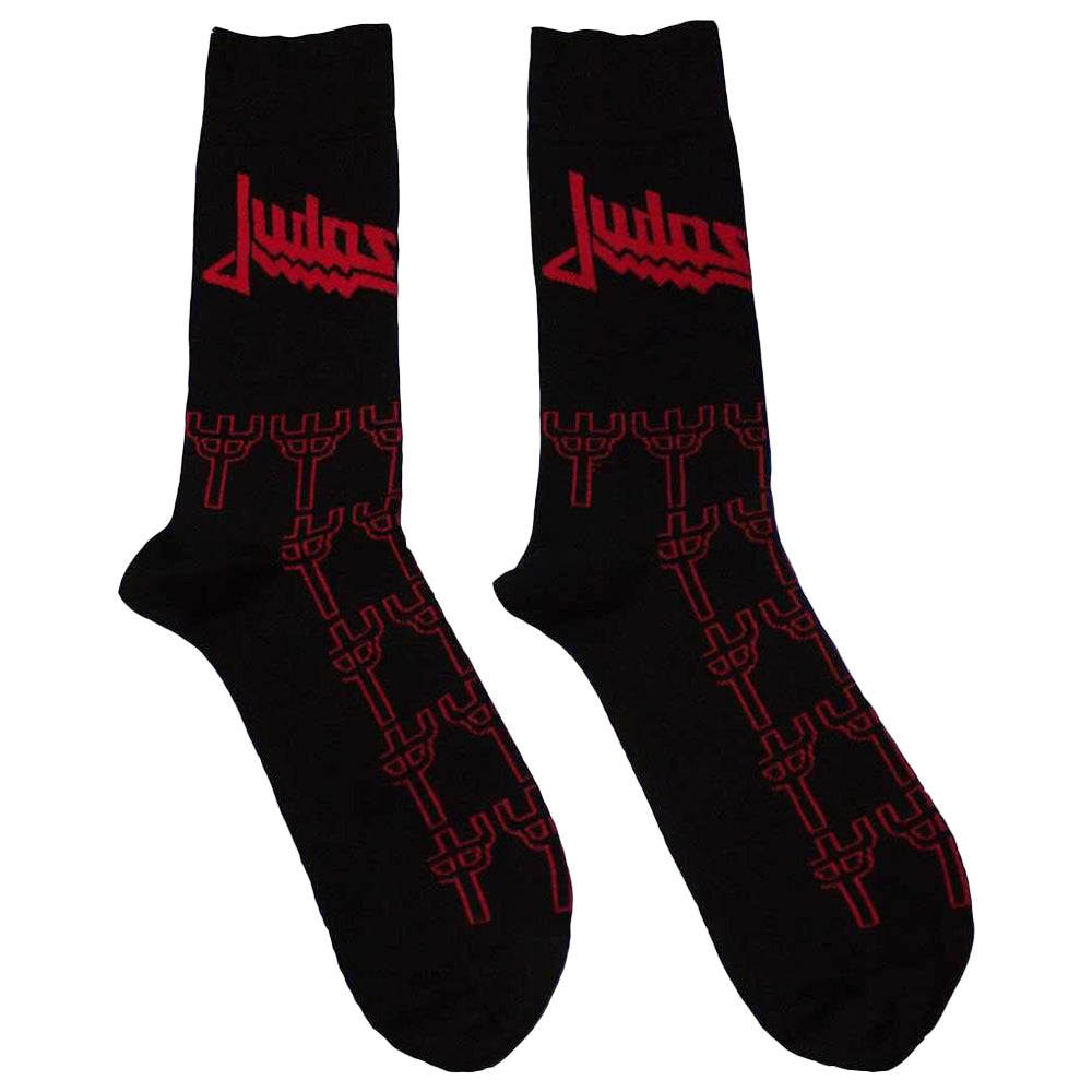 Black - Front - Judas Priest Unisex Adult Trident Ankle Socks