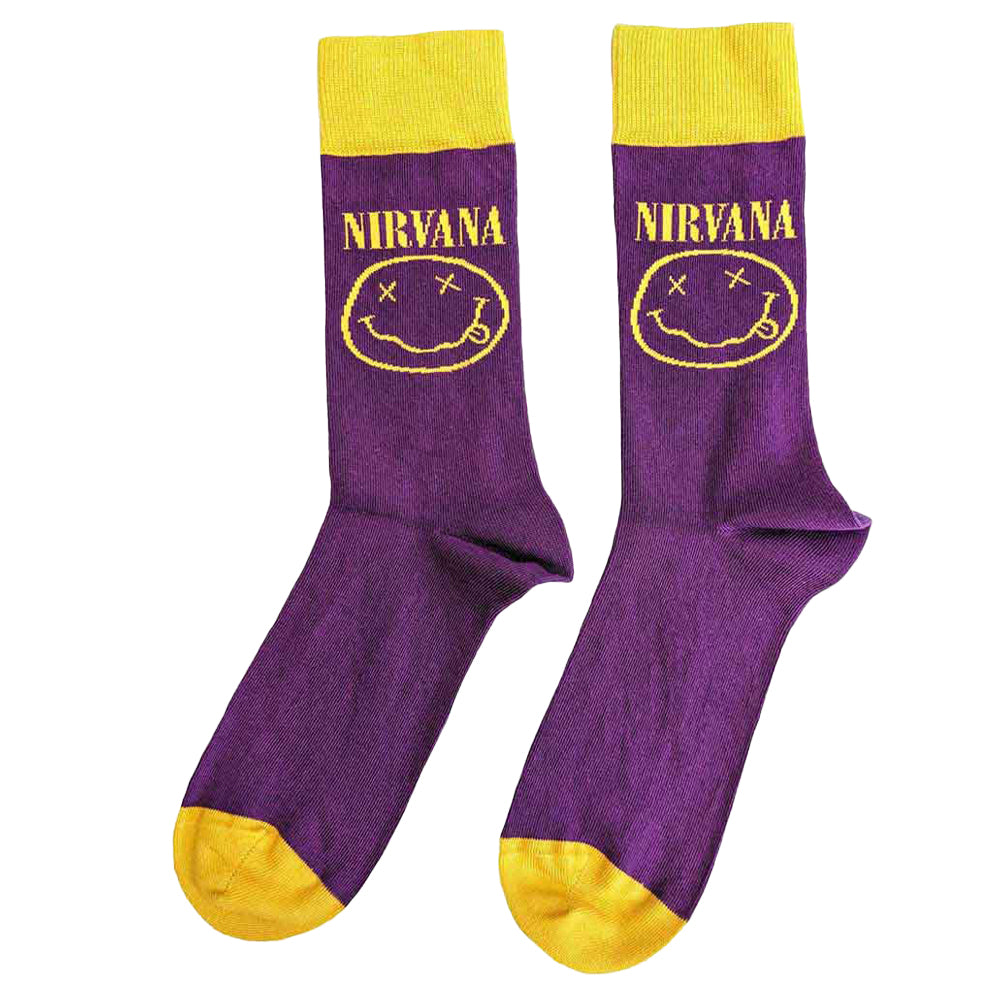 Purple - Back - Nirvana Unisex Adult Happy Face Ankle Socks