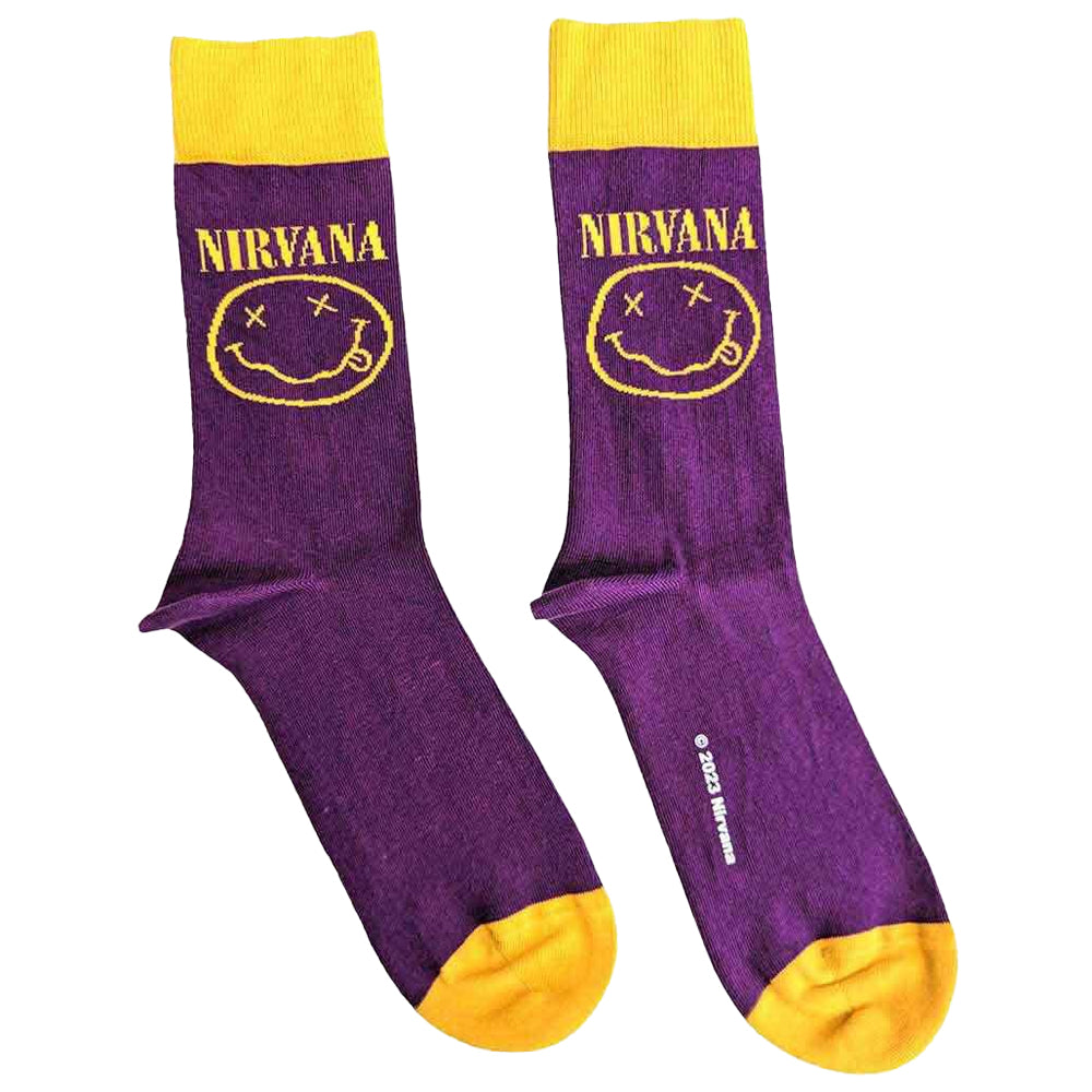 Purple - Front - Nirvana Unisex Adult Happy Face Ankle Socks